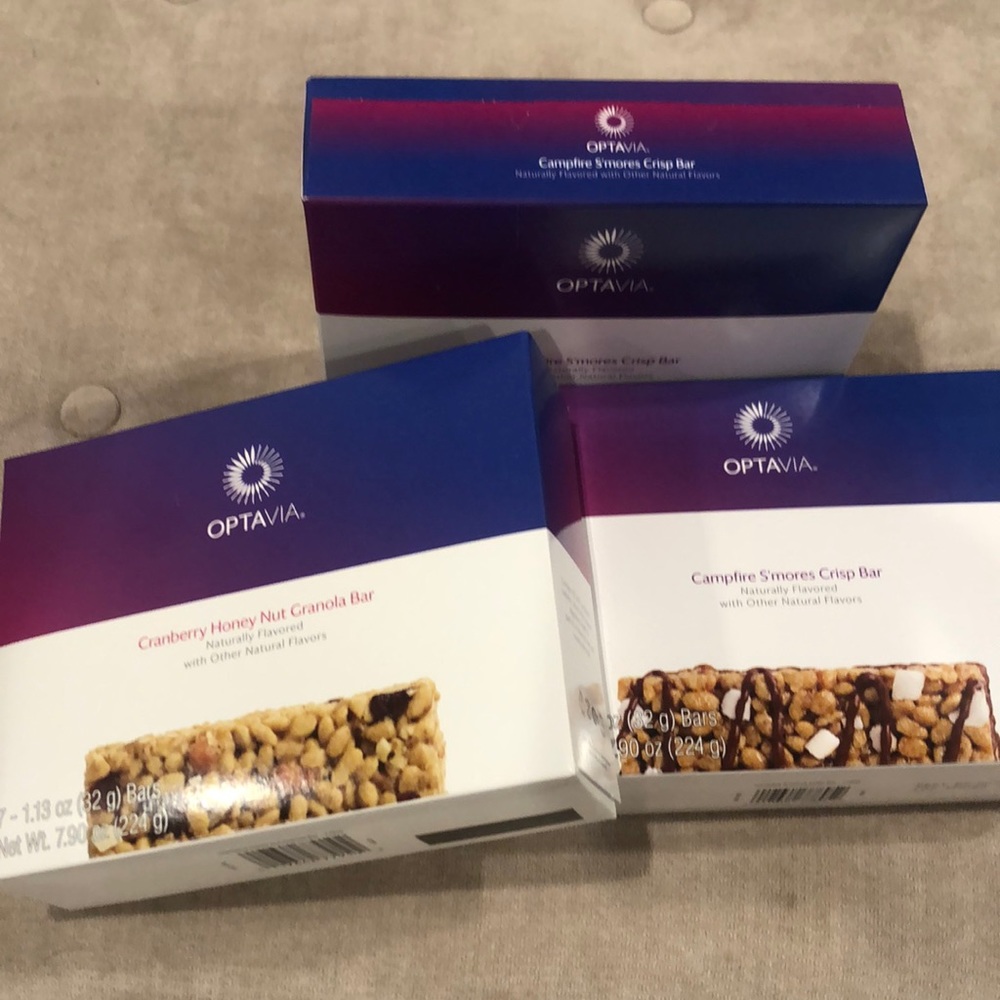 3 boxes of Optavia Bars.  -